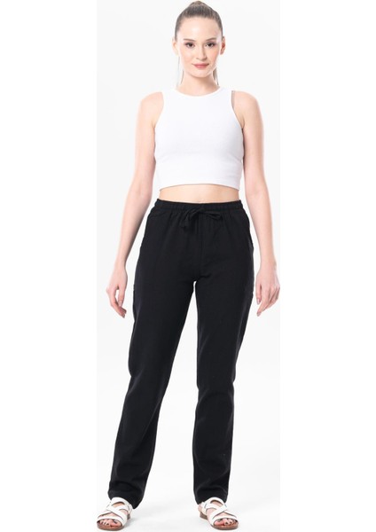 Çift Cepli Unisex Yazlık Pantolon Siyah