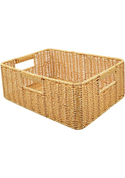 Depolama Sepeti Için Rattan Sepet Rattan Dekoratif El Dokuma Işık 38X26X13CM (Yurt Dışından)