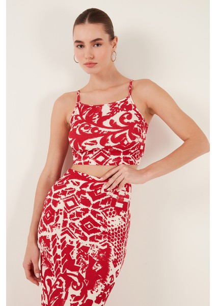 Slim Fit Ip Askılı Yırtmaçlı Midi Alt-Üst Takım Bayan Takım 5865726