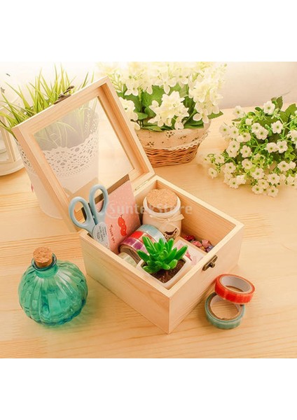 Bitmemiş Ahşap Kutu: Kilitlenebilir Ahşap Kutuları, 9X9X4.5CM (Yurt Dışından)