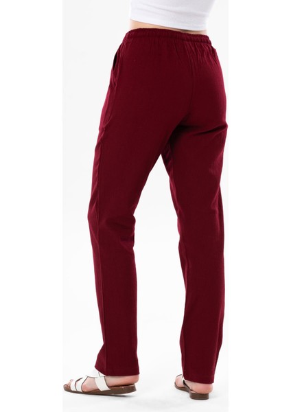 Çift Cepli Unisex Yazlık Pantolon Bordo