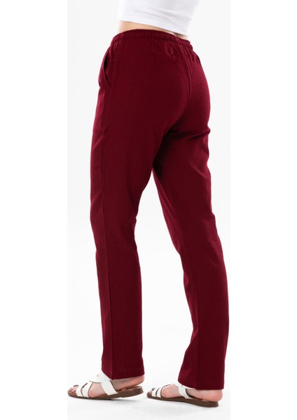 Çift Cepli Unisex Yazlık Pantolon Bordo