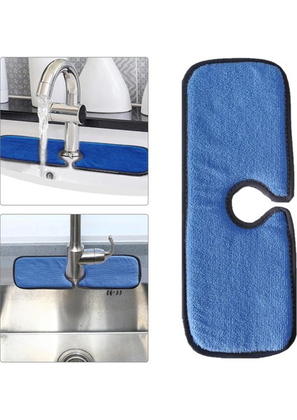 Mutfak Musluk Lavabo Mat Tutar Fiber Tezgah Için Yıkanabilir Açık Mavi Küçük (Yurt Dışından)