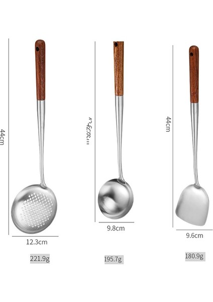 Wok Spatula Ladle Skimmer Aracı Seti Ahşap Tutamak Hediye Tencere Aksesuarları (Yurt Dışından)