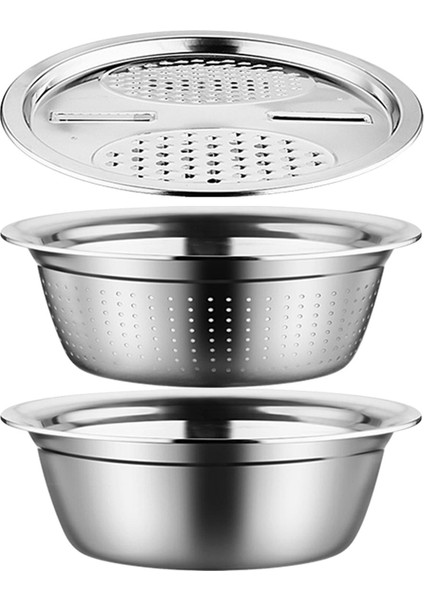 Paslanmaz Çelik Rende Havzası Salata Kasesi Ince Örgü Sepet Mutfak Yeni 28 cm (Yurt Dışından)