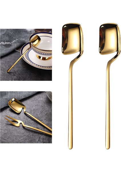 2pcs Bal Kaşık Paslanmaz Çelik Dondurma Kaşık Çay Kaşığı Ev Altın (Yurt Dışından) modelleri