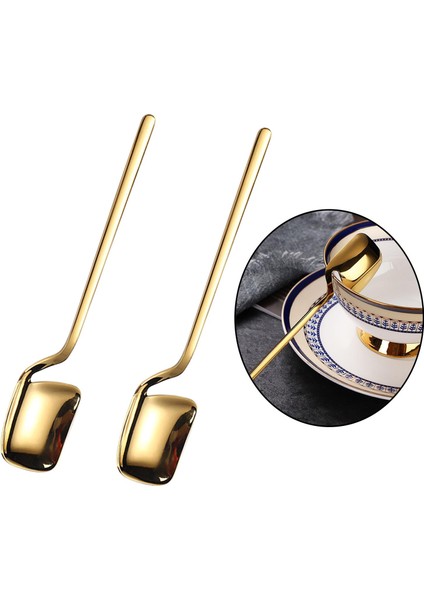 2pcs Bal Kaşık Paslanmaz Çelik Dondurma Kaşık Çay Kaşığı Ev Altın (Yurt Dışından) fırsatları