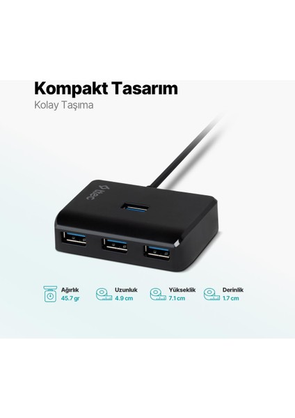4in1 Type C To 4x USB 3.2 Gen1 Çoğaltıcı Çevirici Hub, 5gbps Yüksek Hızlı Veri Aktarımlı Adaptör