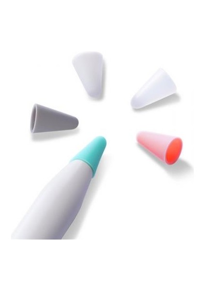 Dux Series 10 Adet Apple Pencil 1/2 Için Renkli Yedek Kalem Ucu, Çizim Için Sessiz Silikon Kalem Ucu
