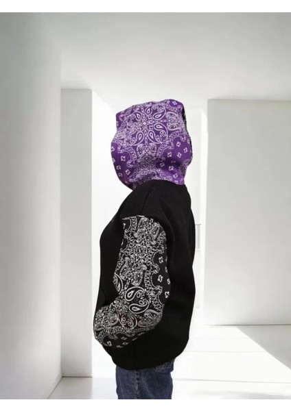 Baskılı Kapüşonlu Sweatshirt - Siyah fırsatları