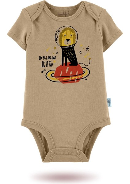 3'lü Organik"aslan" Baskılı Kısa Kollu Bebek Body Zıbın KISABEJ-KAHVE-GÜNEŞ276-715 modelleri