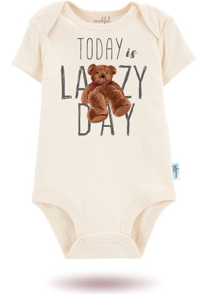 3'lü Organik"today Lazy Day" Baskılı Kısa Kollu Bebek Body Zıbın Kısa-Güneş-Ekru-Pembe1-15 fiyatları