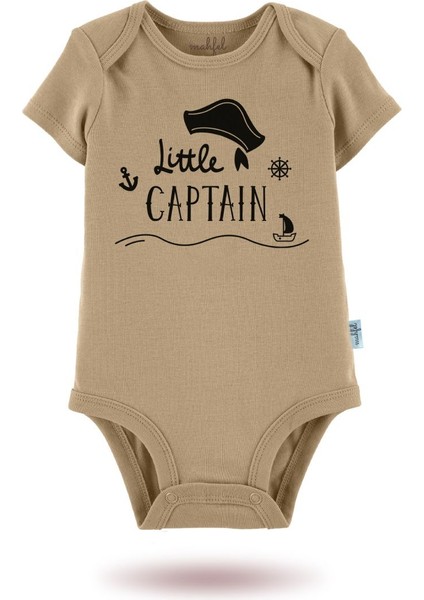 3'lü Organik"küçük Kaptan" Baskılı Kısa Kollu Bebek Body Zıbın KISAMAVI-KAHVE-GÜNEŞ96-713 modelleri