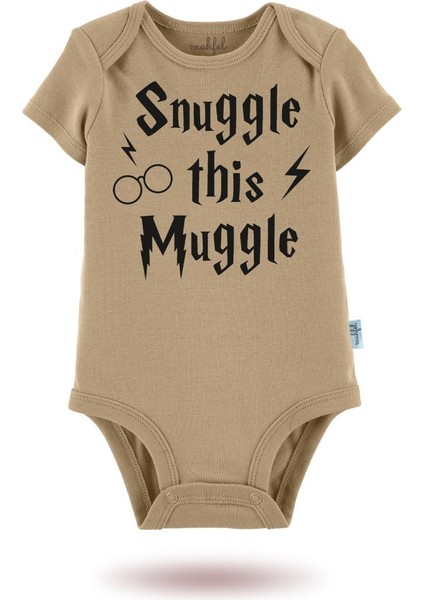 3'lü Organik"snuggle This Muggle" Baskılı Kısa Kollu Bebek Body Zıbın KISAPEMBE-KAHVE-GÜNEŞ720-796 modelleri