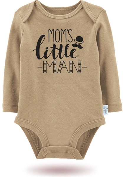 3'lü Organik" Moms Little Man" Baskılı Desenli Uzun Kollu Bebek Body Zıbın UZUNGÜNEŞ-KAHVE-MAVI-1-715 modelleri
