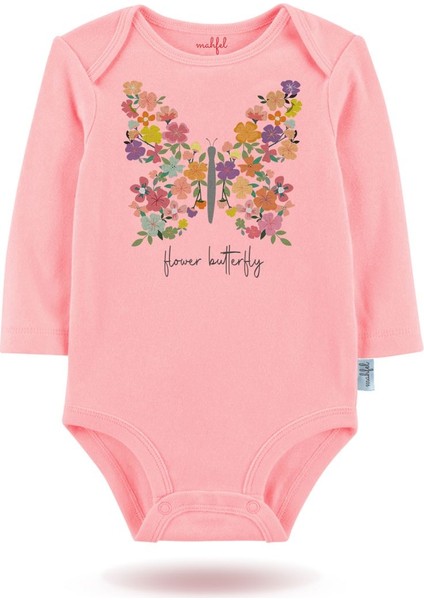 3'lü Organik "butterfly Baskılı Uzun Kollu Bebek Body ZIBINUZUN-GÜNEŞ-EKRU-PEMBE-111-113 modelleri