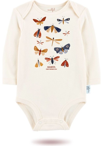 3'lü Organik"butterfly" Baskılı Desenli Uzun Kollu Bebek Body Zıbın UZUNPEMBE-EKRU-KALP-725-111 fiyatları