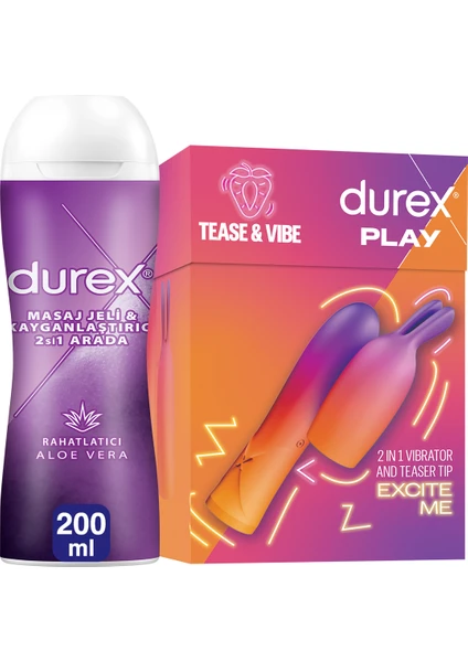 2'Si 1 Arada Vibratör Ve Uyarıcı Başlık + Durex Aloevera 2'Si 1 Arada Kayganlaştırıcı Masaj Jeli 200ml