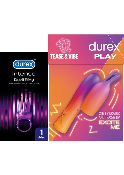 2'Si 1 Arada Vibratör Ve Uyarıcı Başlık + Durex Intense Devil Ring Titreşimli Halka