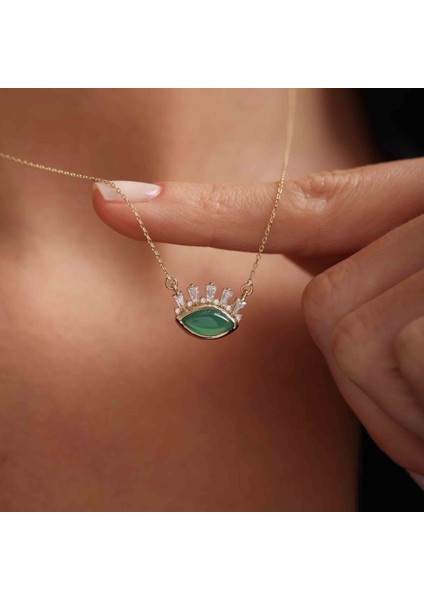 Altın Göz Kolye Green Opal