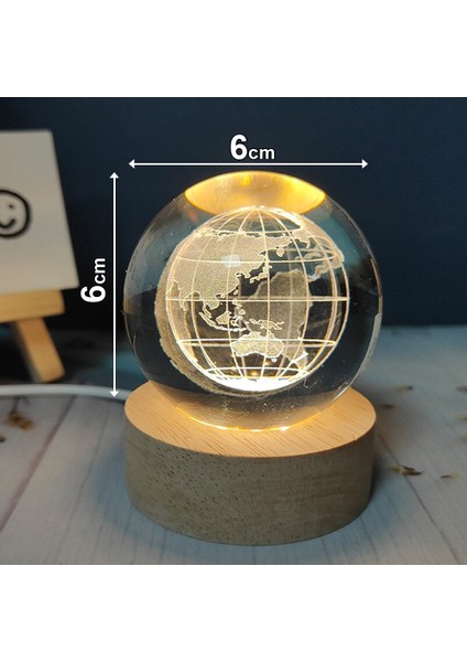 Cam Küre Işıklı Göz Yormayan Ay ve Astronot Motifli Masaüstü Aydınlatma Gece Lambası Dekoratif Çocuk Odası Salon Yatak Odası Lamba 6cm x 6cm Dünya Küre