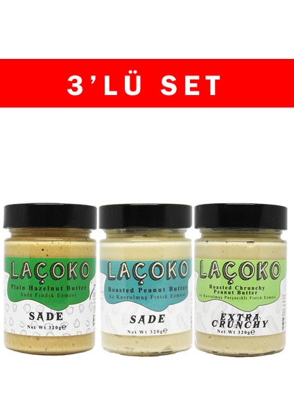 320 gr Sade Fındık, Az Kavrulmuş ve Az Kavrulmuş Parçacıklı Fıstık Ezmesi
