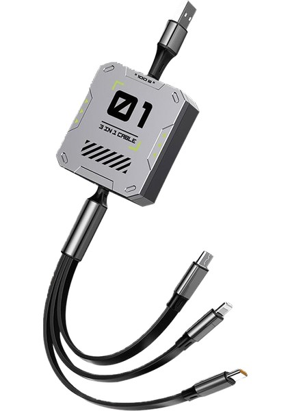 100W Süper Hızlı Şarj Veri Kablosu Üçü Bir Arada (Yurt Dışından)