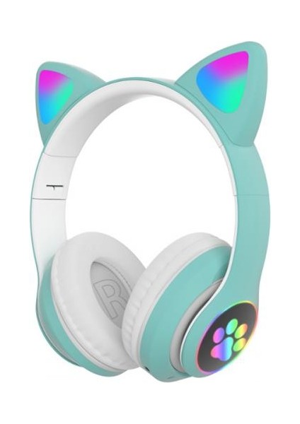 Yeni Nesil Katlanabilir LED Işık Kedi Kulaklık Tasarımlı Kulaküstü Bluetooth Kulaklık 360MAH