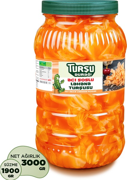 Turşu Durağı Acı Soslu Lahana Turşusu  3 kg