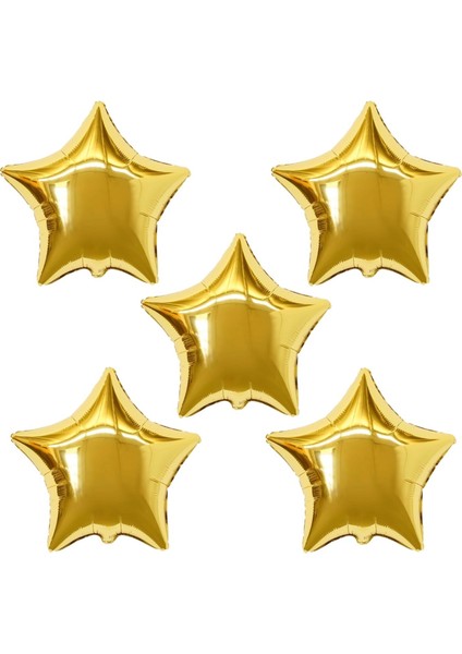18 inç Gold Renk 5 Adet Yıldız Şekilli Folyo Balon