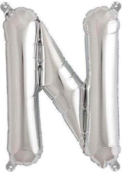 34 inç N Gümüş Renk Harf Folyo Balon