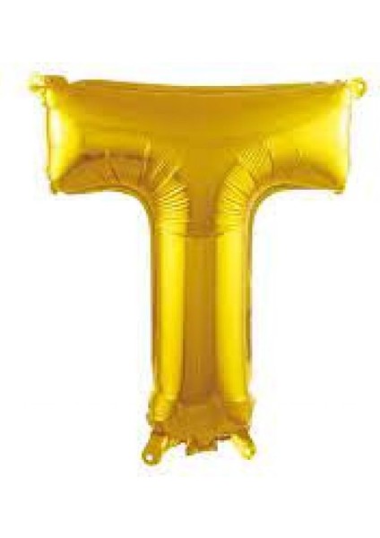 34 inç T Gold Renk Harf Folyo Balon