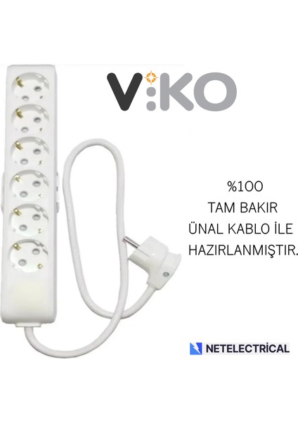 Multi-Let 6'lı 4 Metre Topraklı Çocuk Korumalı Kablolu Grup Priz