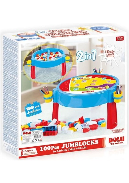 LISINYA193 3072 Aktivite Masası 100 Parça Blok Seti ile -Dolu