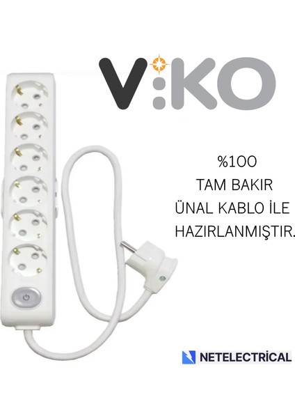 Multi-Let 6'lı Anahtarlı 1 Metre Topraklı Çocuk Korumalı Kablolu Grup Priz modelleri