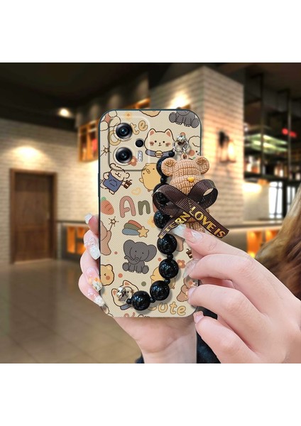 Xiaomi 14 Ayı Zincirli Darbeye Dayanıklı Yumuşak Telefon Kılıfı (Yurt Dışından)