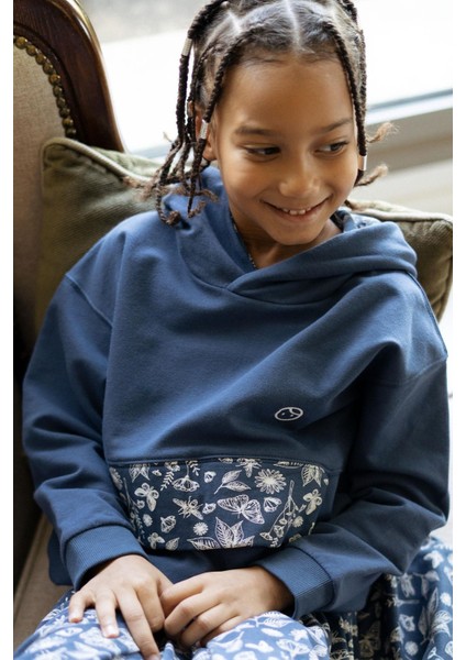 Cepli Kapüşonlu Sweat Çocuk Lacivert Organik Pamuk