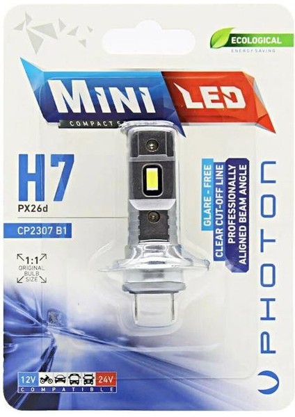 Mını H7 12-24V Compact LED (Tekli Blister) Motorsuz