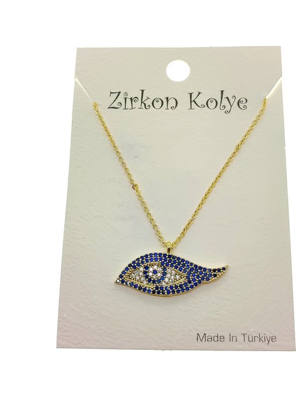 Altın Renk Ra Göz Nazar Model Zirkon Kolye - 2752