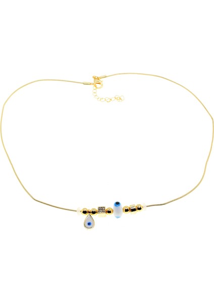 Altın Renk Beyaz Damla Pandora Model Zirkon Kolye - 3004