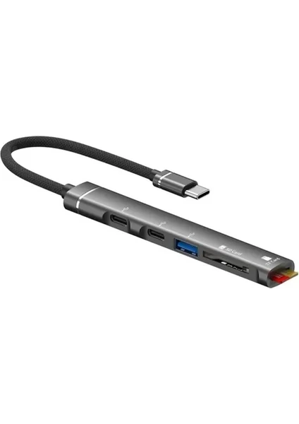 Macbook 5 In 1 Type C Hub USB Type C Sd Tf Kart Çevirici Dönüştürücü Tablet Telefon Uyumlu