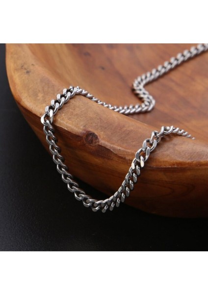 Gümüş Renk Traşlı Zincir Paslanmaz Unisex Çelik Kolye 55 Cm. Çelik Kolye - 2677 fırsatları