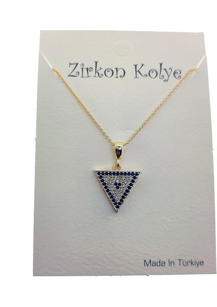 Altın Renk Üçgen Göz Nazar Model Zirkon Kolye - 2754