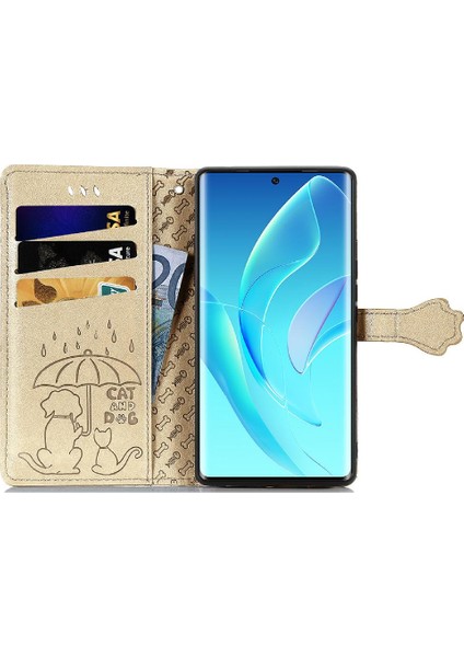 Huawei Honor 60 Için Kılıf Kısa Kayış Karikatür Hayvanlar Darbeye Deri (Yurt Dışından)