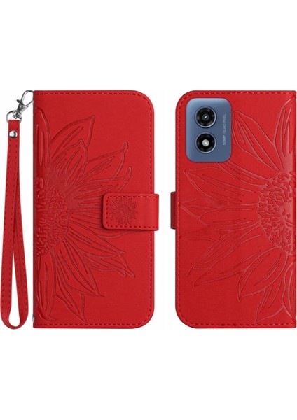 Motorola Moto G Oynamak Için Kılıf Kart Yuvaları ile 4g 2024 Kabartmalı Ayçiçeği (Yurt Dışından)