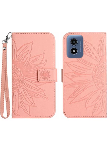 Motorola Moto G Oynamak Için Kılıf Kart Yuvaları ile 4g 2024 Kabartmalı Ayçiçeği (Yurt Dışından)