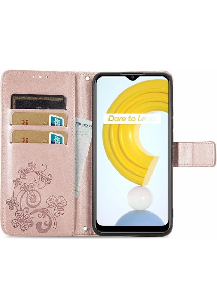 Realme C21 Deri Kılıf Için Kısa Kayış Kapak Çevirin Zarif Iş (Yurt Dışından)