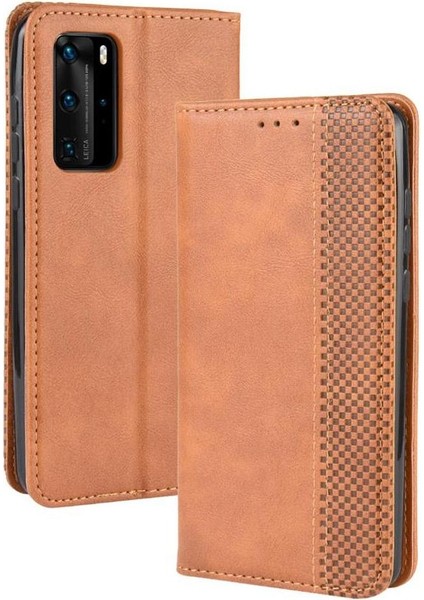 Huawei P40 Pro Manyetik Kapatma Pu Deri Cüzdan Için Kılıf (Yurt Dışından)