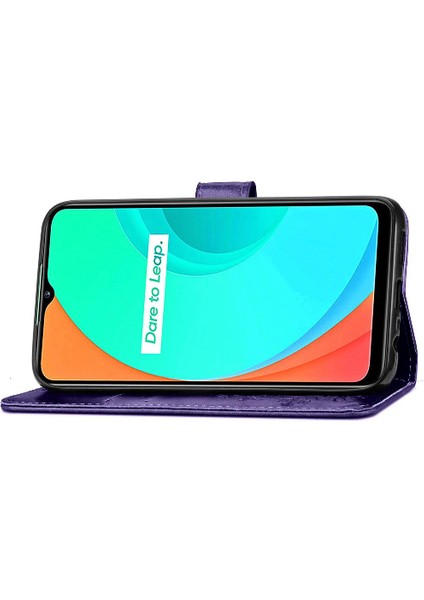 Realme C11 Kısa Kayış Zarif Iş Deri Çanta Dört Yaprak (Yurt Dışından) fiyatları