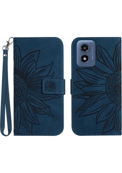 Motorola Moto G Oynamak Için Kılıf Kart Yuvaları ile 4g 2024 Kabartmalı Ayçiçeği (Yurt Dışından)